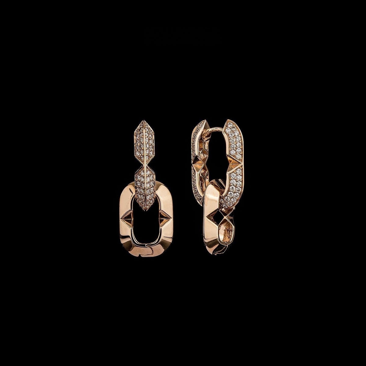 Kayan Earring 6 KE121, pink gold convertible chain-link earrings