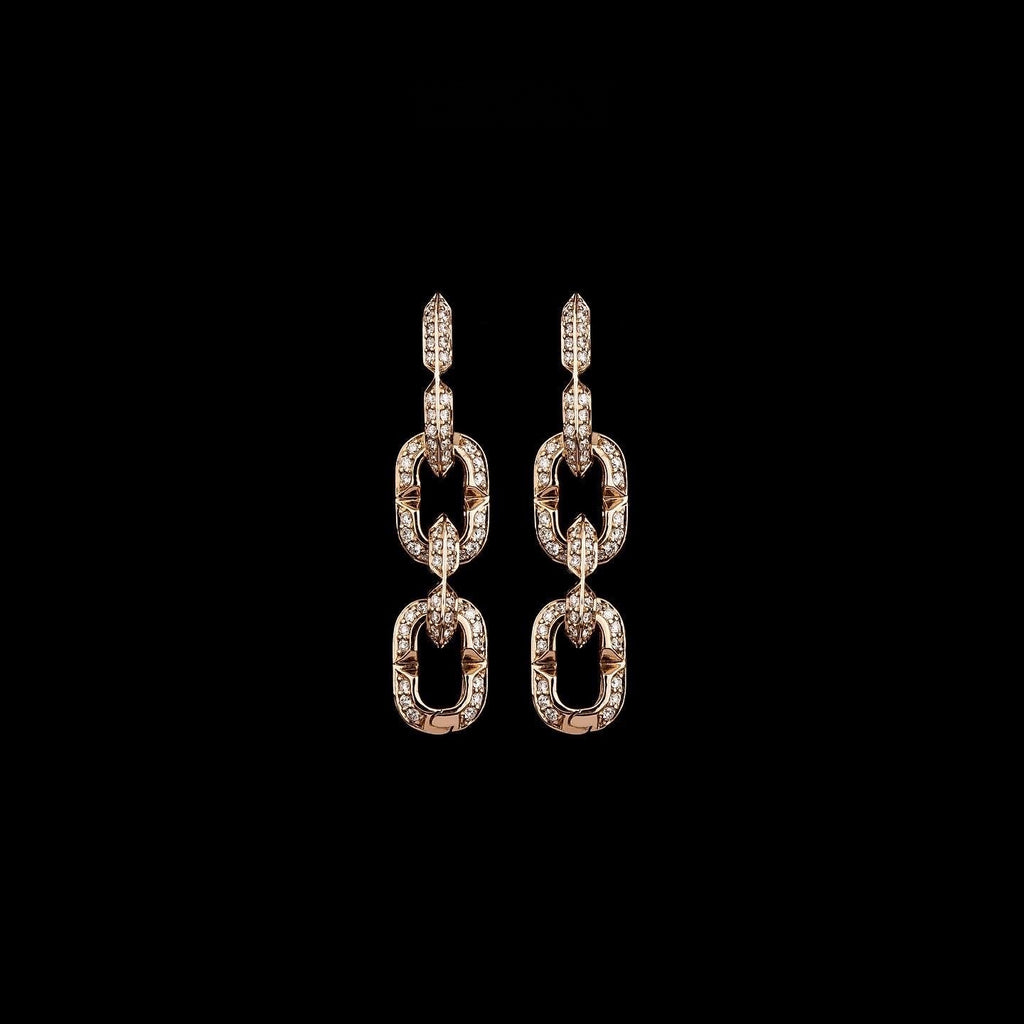 Kayan Earring 12 KE122, pink gold diamond chain-link drop earrings
