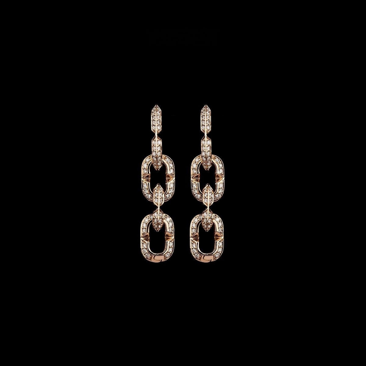 Kayan Earring 12 KE122, pink gold diamond chain-link drop earrings