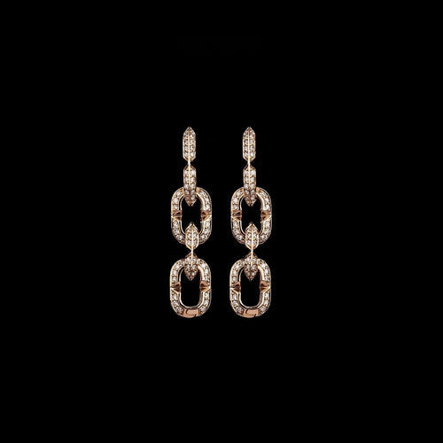 Kayan Earring 12 KE122, pink gold diamond chain-link drop earrings