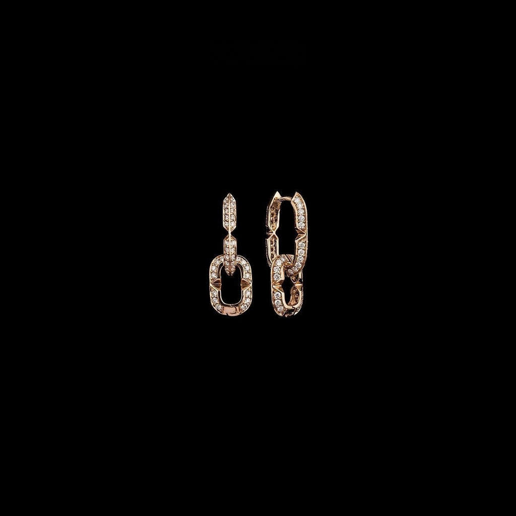 Kayan Earring 12 KE122, pink gold diamond chain-link earrings, convertible