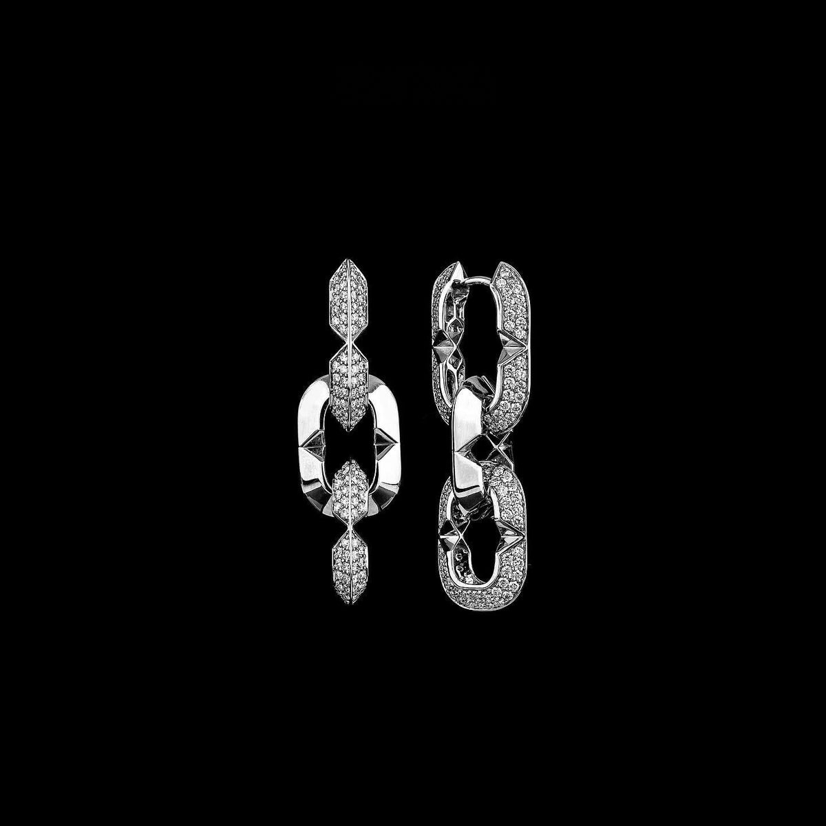 Kayan Earring 13 KE132, white gold convertible chain-link earrings