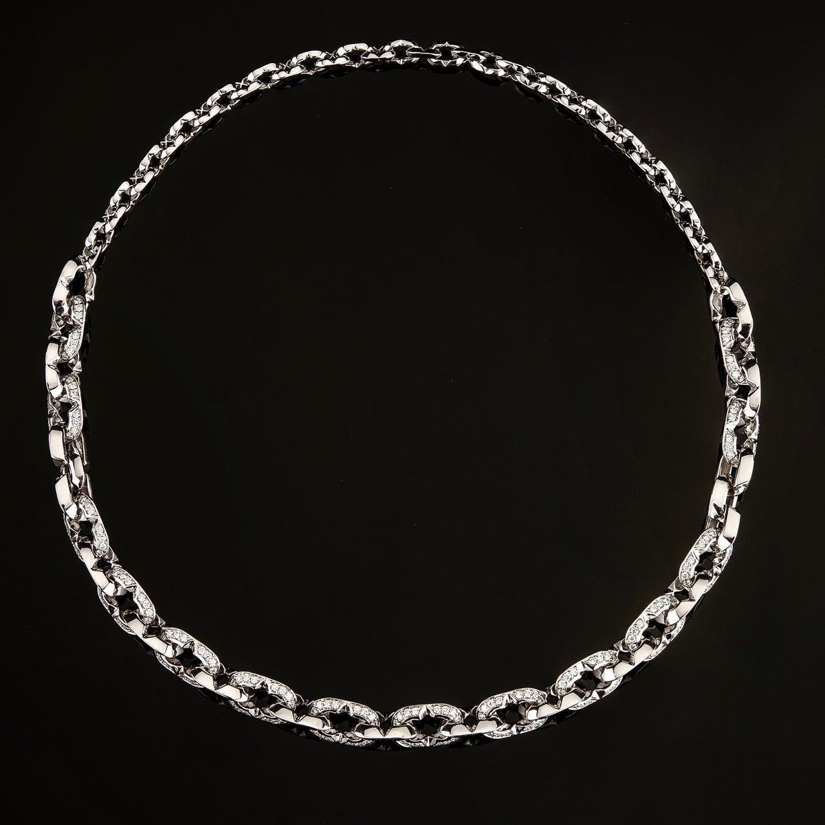 Kayan Necklace 8 KN15, white gold diamond chain-link necklace