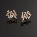 Geometric Earring 2 KE84.B, pink gold diamond bar earrings with marquise diamonds