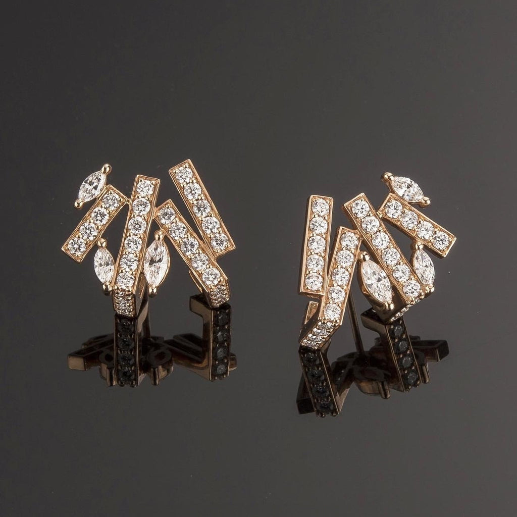 Geometric Earring 2 – 18K pink gold diamond earrings